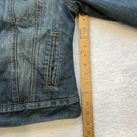 GAP Women's Y2K Sherpa Lined Snap Up Denim Jean Jacket Size S Blue - Picture 9 of 12
